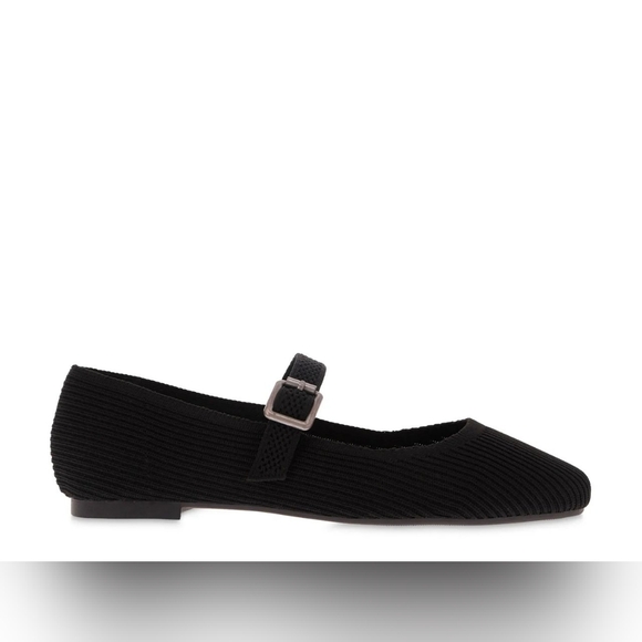 Mia Women's Black Mary Jane Ribbed Knit Comfortable Flats Size 7.5 - Picture 5 of 8